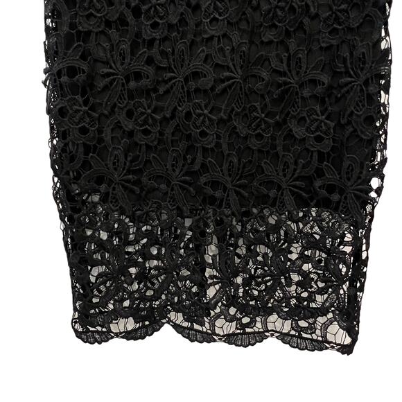 Bisou Bisou Black Lace Overlay Sheath Dress Sleeveless Midi Size 10 - Picture 8 of 13